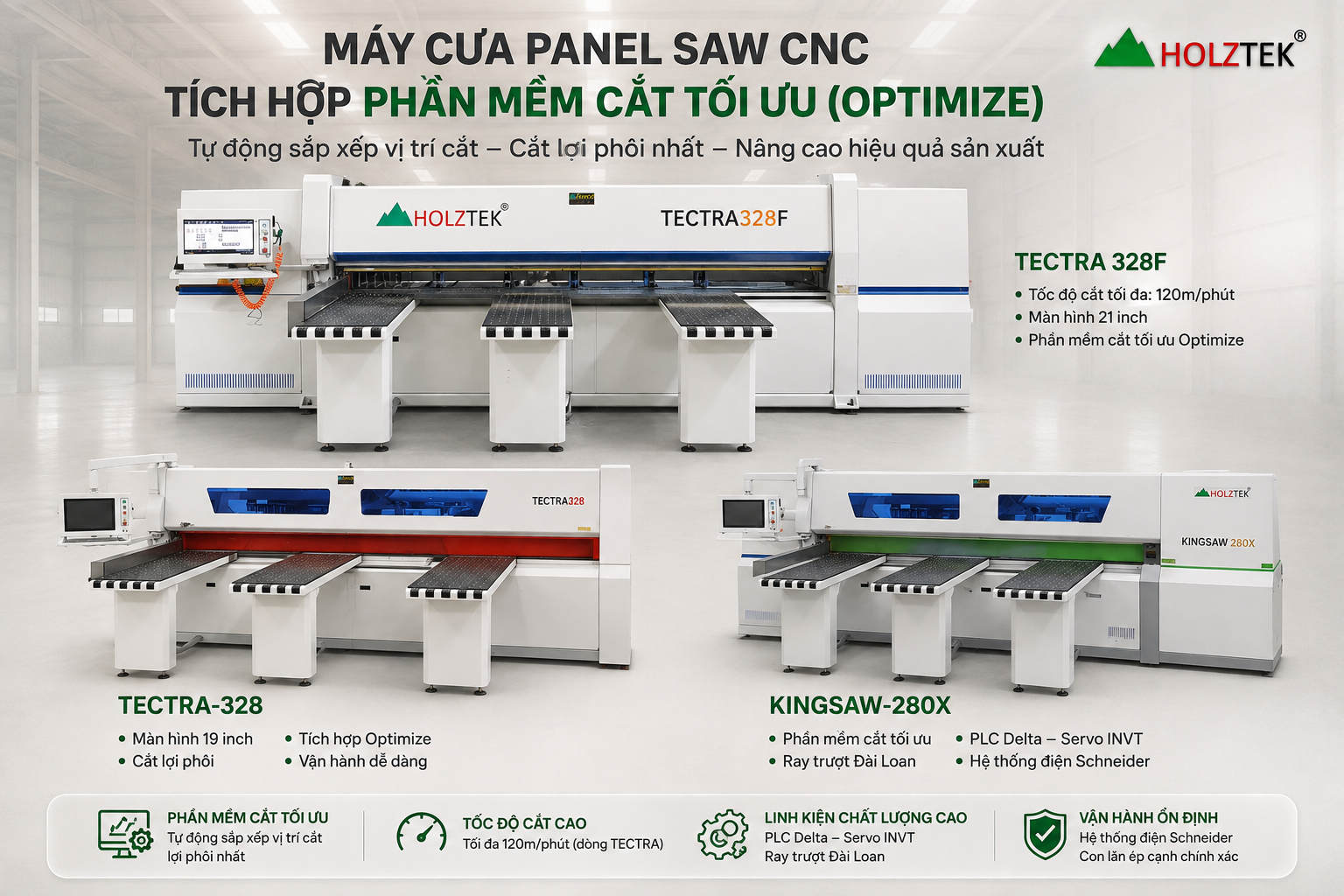 Các dòng máy cưa panel saw CNC tích hợp phần mềm Optimize